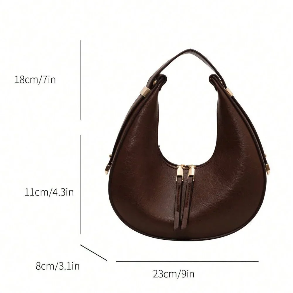 Coffee Brown Elegant Women's Textured Soft Leather Bag